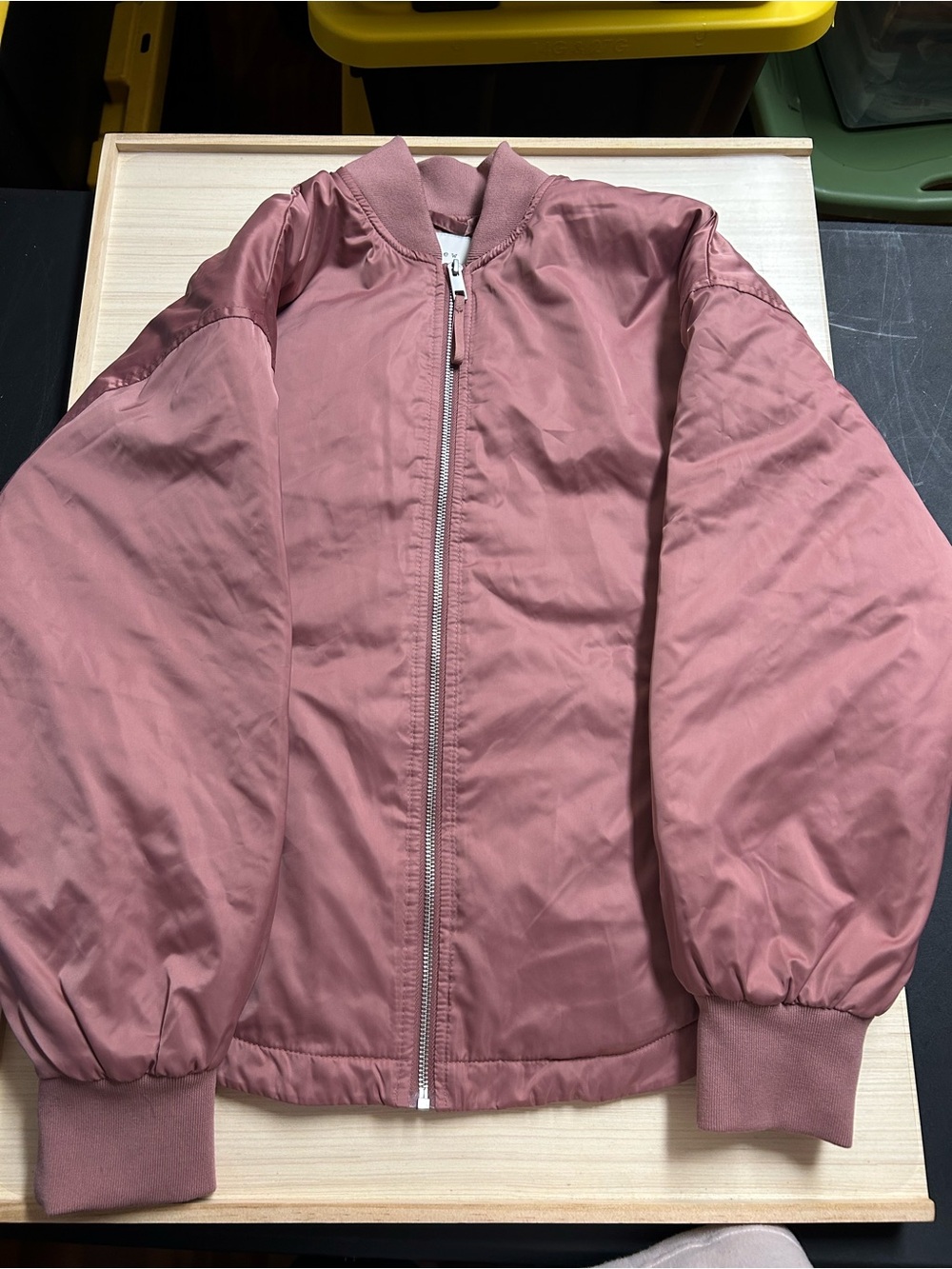 A New Day Women’s XS Mauve Pink Bomber Jacket Quilted Lined Full Zip